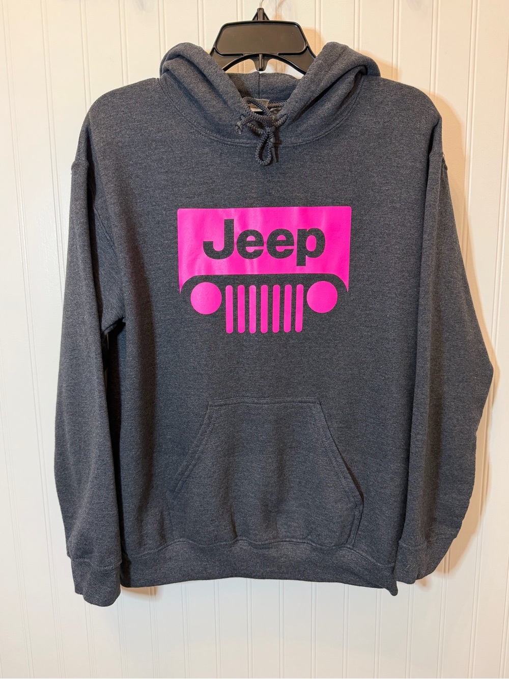 Gildan Heavy Blend Charcoal Hoodie with Hot Pink Jeep Logo